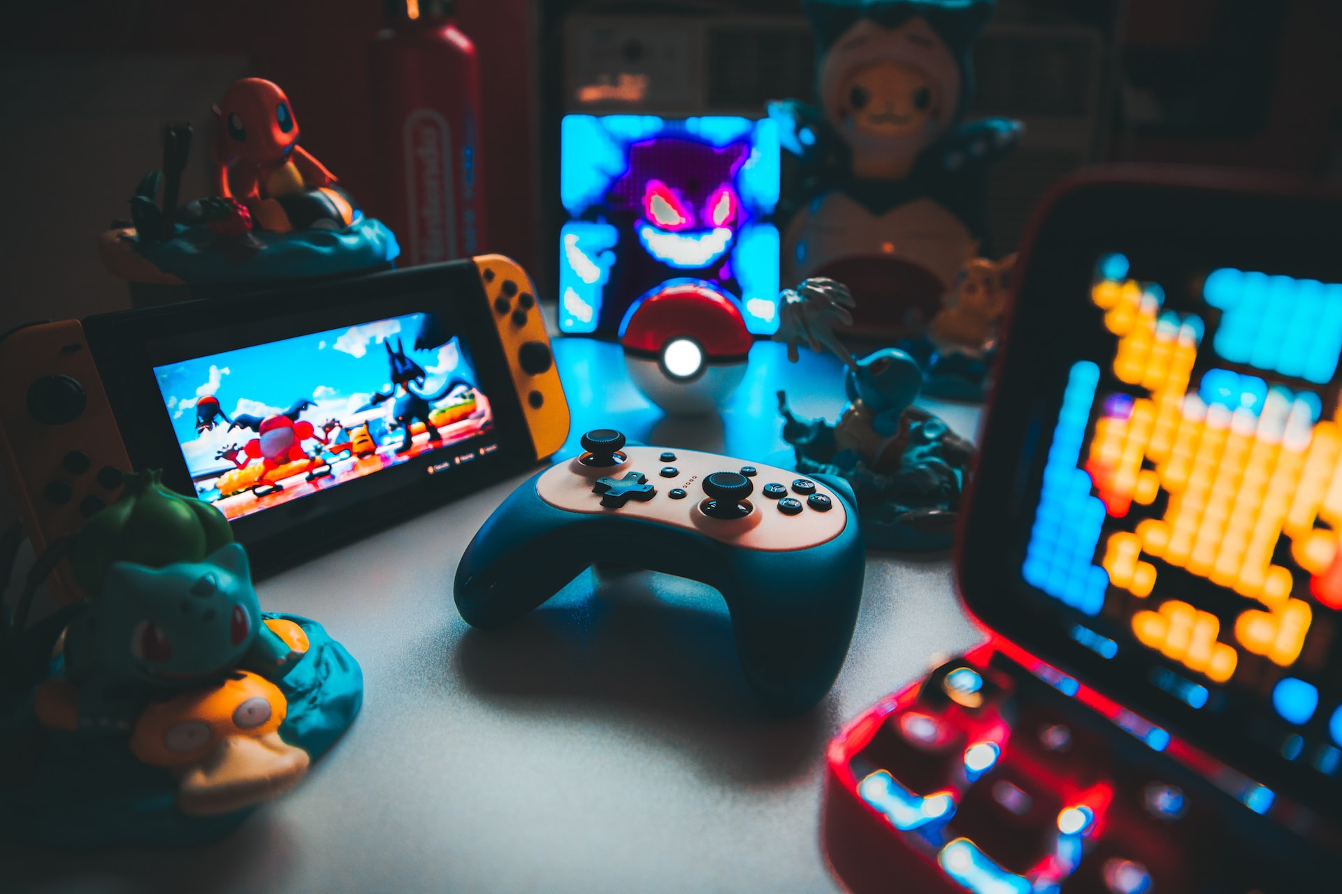 a group of toys on a table